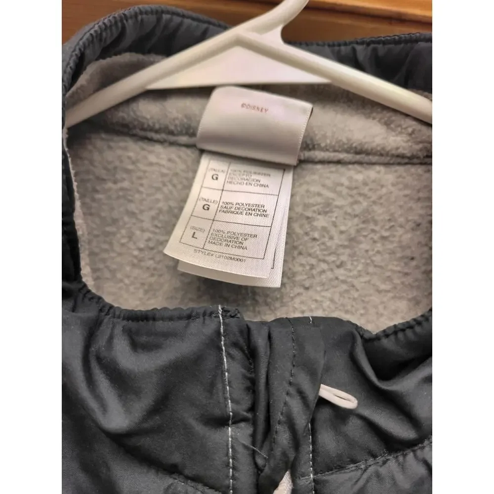 Disney Store Mickey Mouse Full Zip Jacket Gray Black Colorblock Fleece Mens L